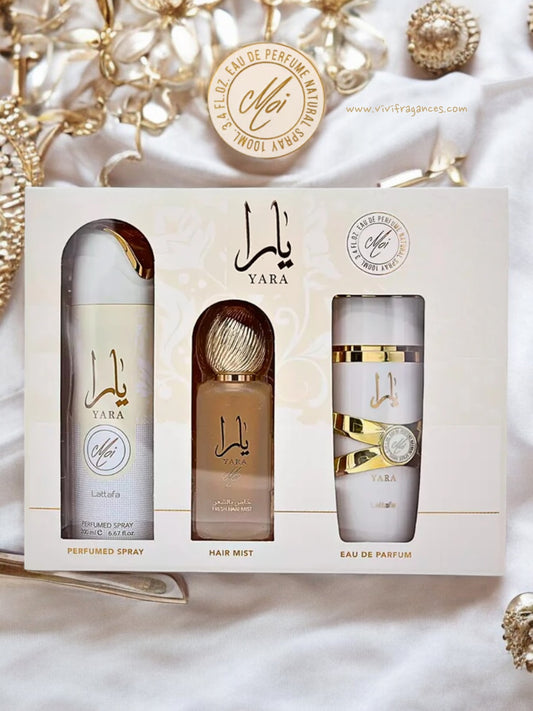 SET YARA MOI 3 PCS GIFT EDP
100ML 200ML DEO + 50 ML HAIR SPRY